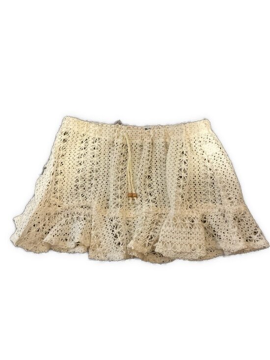 Vintage Havana Other - Vintage Havana Ivory Crochet Knit Drawstring Beach Cover Up Skirt Boho 16 Xl